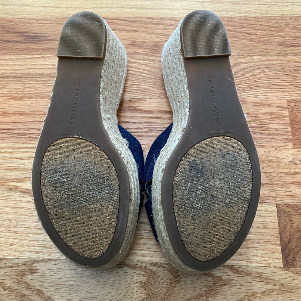 Arturo Chiang Blue Denim Espadrille Wedge Slides - Picture 6 of 7